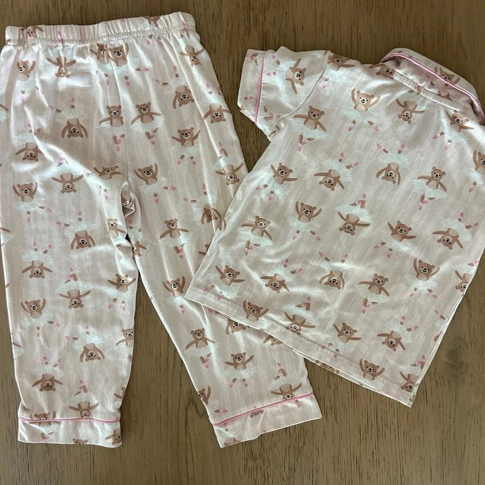 BEARPAW Girls Pink Bear Ballerina Pajamas 2-3T